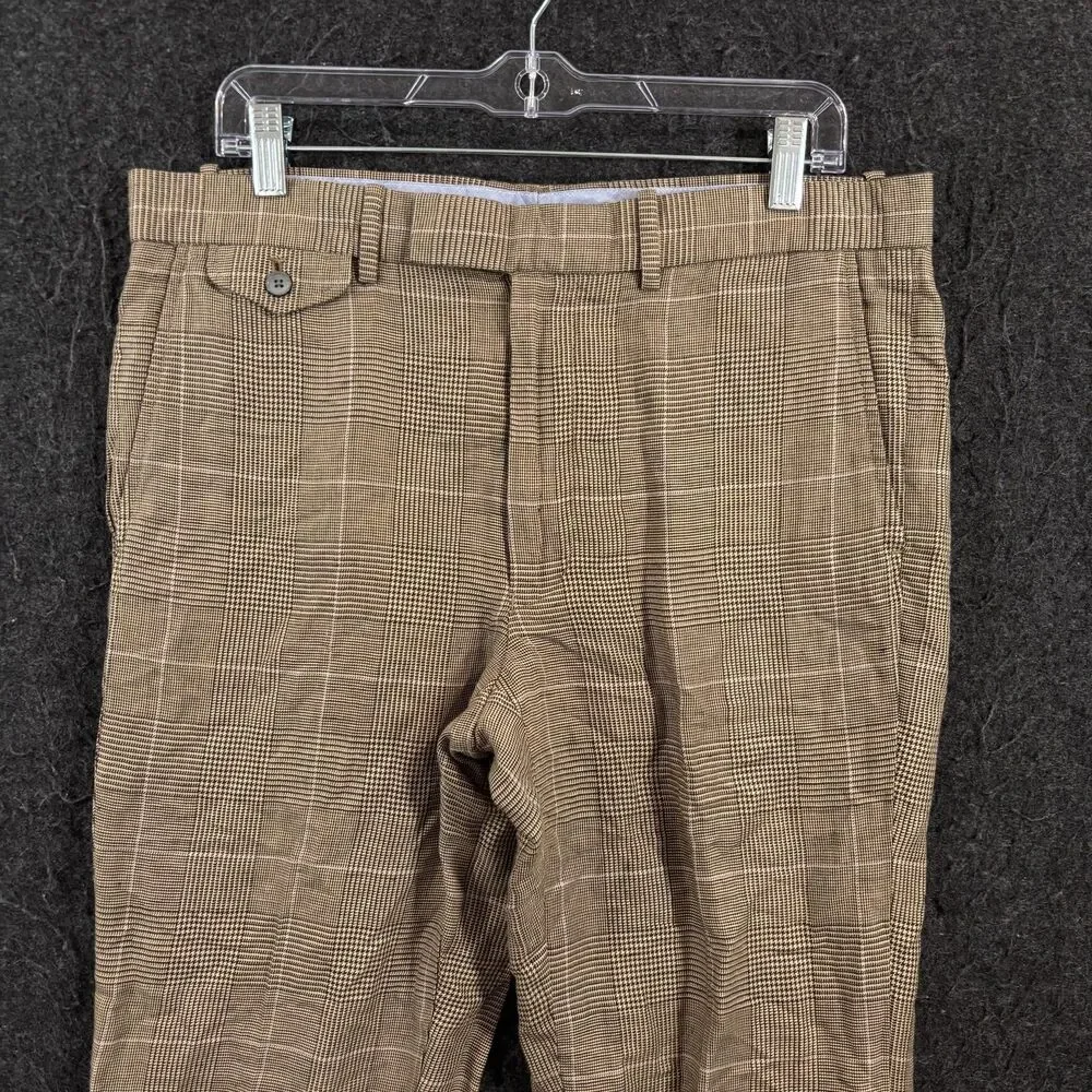 Polo Golf Ralph Lauren Pants Men's 33x30 Brown Linen Blend Plaid Tweed